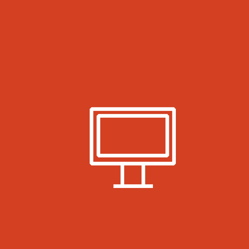 Ikon af skærm på en rød baggrund